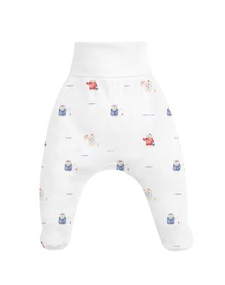 Bear print footed pants