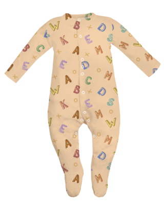 Baby alphabet printed sleepsuit