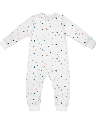 Baby sleepsuit with terrazzo print